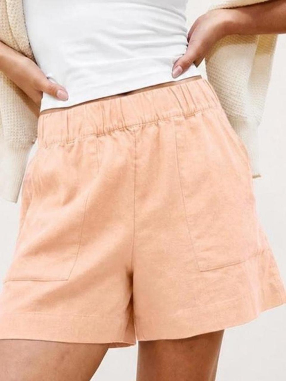 Beyond yoga linen shorts small peach